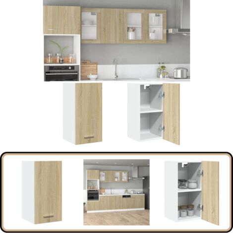 VidaXL Armoire Suspendue Murale Chêne Sonoma 29,5x31x60 Cm - Meuble Rangement Flottant Cuisine