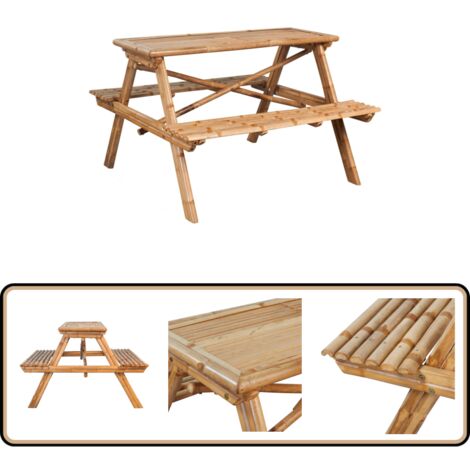 Table De Camping Pliante En Bambou - Plateau Nomade Pour Pique-nique Et Collations
