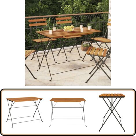 Lot De 2 Chaises De Bistrot Pliantes – Bois D'acacia Et Acier, Neuves