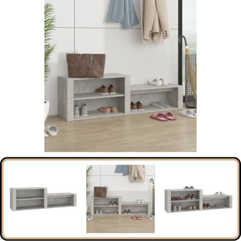 Armoire à chaussures Gris béton 150x35x45 cm Bois d'ingénierie - Armoire À Chaussures - Meuble Chaussure - Étagère Chaussures - Rangement Chaussures - Meubles Entrée (1/5)