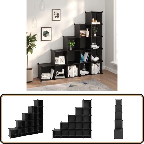 Cubes de rangement 15 pcs Noir PP - Cube De Rangement - Étagères ...
