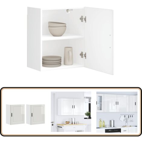 Armoire de cuisine Porto blanc brillant bois ingénierie Armoire de cuisine Porto blanc brillant bois ingénierie
