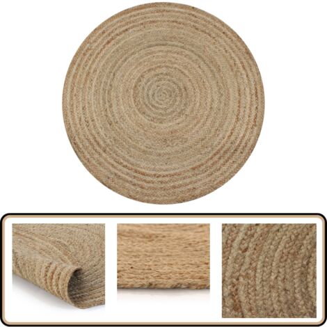 Tapis Rond En Jute Naturel 150cm Craft Trade - Tapis Tressé Réversible Style Bohème Pour Salon