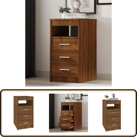 Armoire De Rangement Chêne Marron 40x50x76 Cm - 3 Tiroirs, étagère Ouverte, Parfaite Pour Petit Espace !