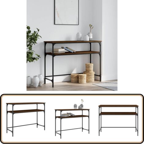 VidaXL Table Console Chêne Marron 75x28x75cm - Meuble Entrée Bois D'Ingénierie Métal