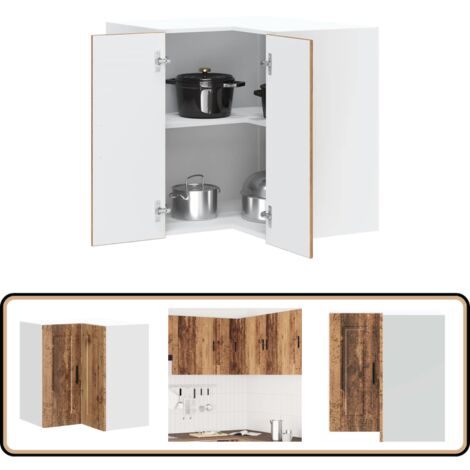 Armoire Murale D'angle Cuisine VidaXL Kalmar – Noir, Bois D'ingénierie, 57x57x60 Cm, Capacité 60 Kg