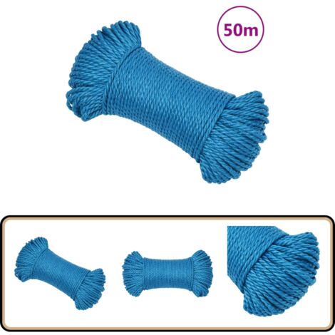 Corde En Polypropylène Bleue, 12 Mètres X 6 Mm - Polyvalente Pour Bricolage, Jardinage, Loisirs