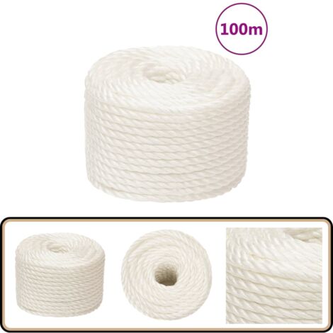 Corde De Bateau Polypropylène Blanche 10mm - 100 M, Résistante Aux Intempéries, Pour Marine Et Extérieur