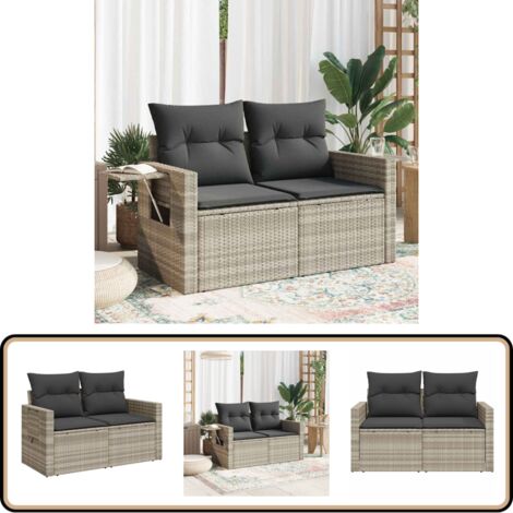 Table de jardin vidaXL Canapé de Jardin avec Coussins et Repose-pied 2