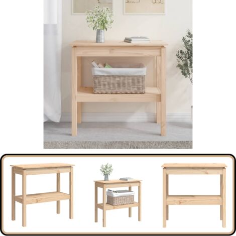 Table Console En Pin Massif - Dimensions 80x40x75 Cm - Blanc, Marron, Gris, Miel, Noir - Pour Entrée Ou Salon