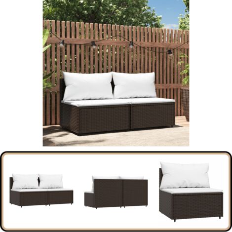 Canapés Centraux De Jardin Coussins 2 Pcs-Salon De Jardin Coussins 2 Pcs Salon De Jardin Sofa Exterieur Marron Resine Tressee 518290 88405727