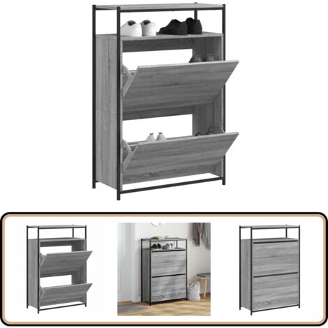 Armoire à Chaussures Gris Béton 40x36x105 Cm Bois D'ingénierie VidaXL