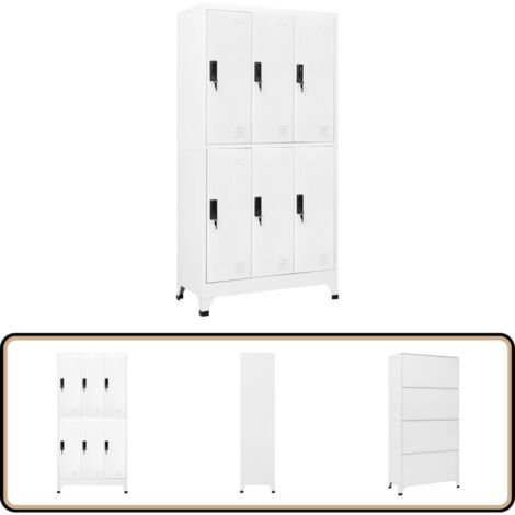 Armoire à casiers Blanc 90x45x180 cm Acier - Armoire À Casiers - Meuble De Rangement - Armoire Métallique - Armoire Blanche - Rangement Scolaire (1/5)