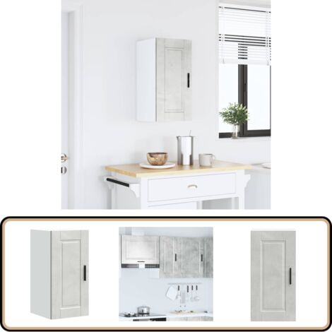 VidaXL Armoire Murale De Cuisine Porto Gris Béton - Meuble Mural Pratique Et Spacieux En Bois D'Ingénierie
