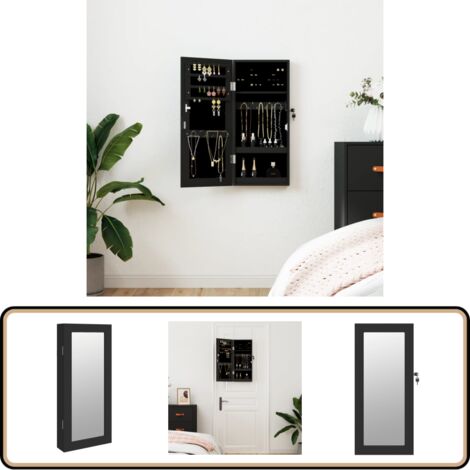 Armoire à Bijoux Murale Avec Miroir - 30x8,5x90 Cm - Bois Brun - Neuf
