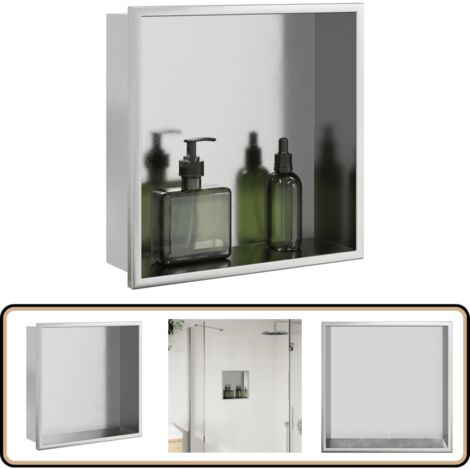 Niche De Rangement Encastrée Pour Salle De Bain - Armoire Brosse De Toilette En Acier Inoxydable - Support Papier Toilette Intégré - Noir, Or, Gris