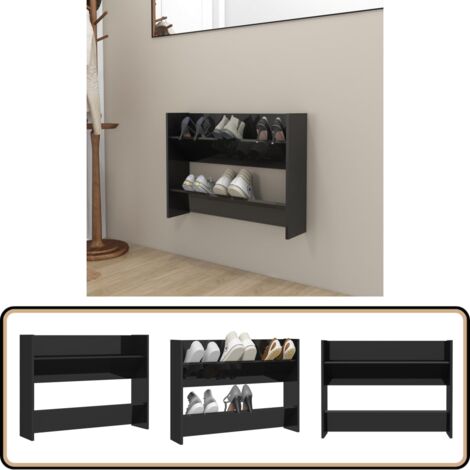 Armoire à Chaussures Noire 40x36x105 Cm – Bois D’ingénierie, Rangement Pas Cher