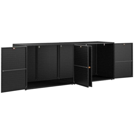 Armoire De Rangement Jardin VidaXL Noir 100x55,5x80 Cm - Résine Tressée