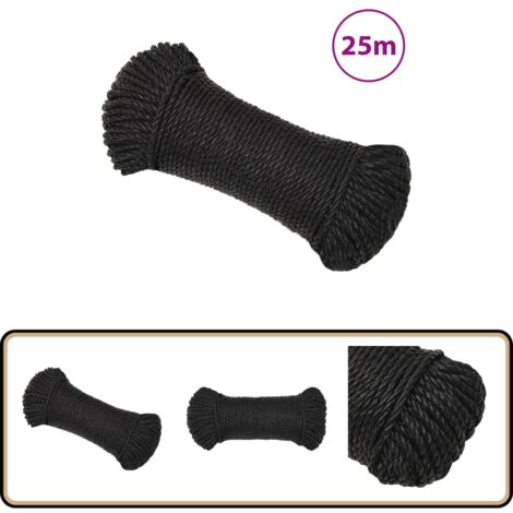 Corde De Bateau Noir 2 Mm 25 M Polypropylène - Corde De Bateau - Corde Polypropylene - Corde