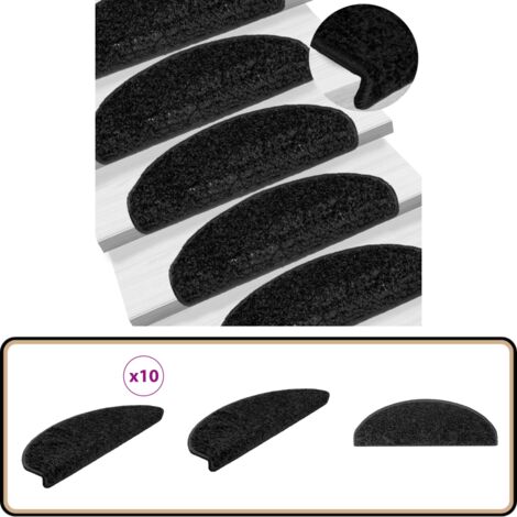 Tapis D'escalier 10 Pcs 65x24x4 Cm Anthracite - Tapis D'escalier - Tapis Marche - Protection