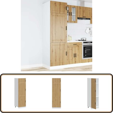 Armoire Cuisine VidaXL Chêne 60x50x180 Cm - Rangement Portes Et Tiroirs - Bois Ingénierie - Pour Maison Ou Pro
