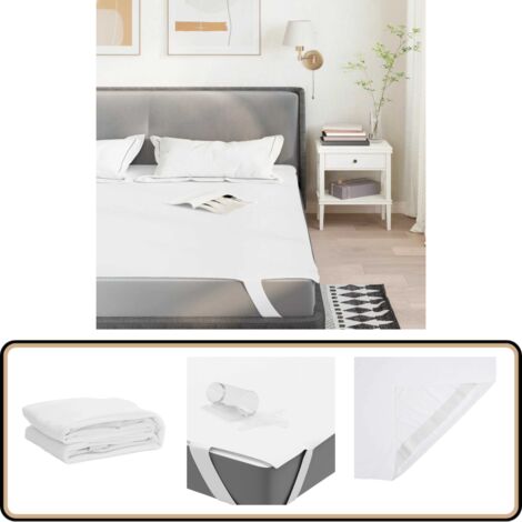 VidaXL Protège-Matelas Blanc 160x220 Cm Imperméable - Housse De Matelas Respirante Avec Jupe Élastique 360°