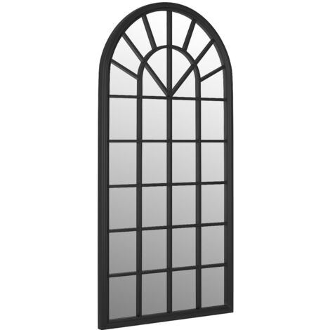 Miroir De Jardin Extérieur - Fer Noir - 100x45 Cm - Neuf