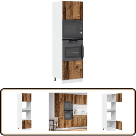 vidaXL Armoire à micro-ondes vieux bois 60x57x207 cm bois d'ingénierie