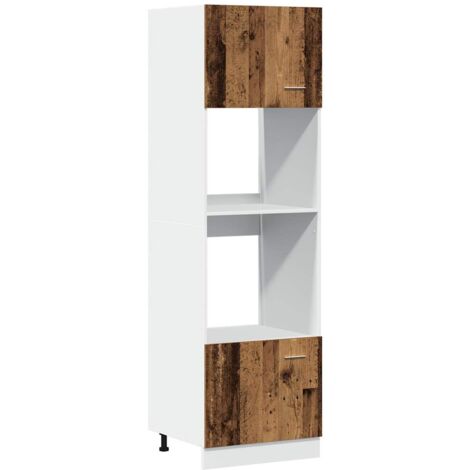 vidaXL Armoire à micro-ondes vieux bois 60x57x207 cm bois d'ingénierie