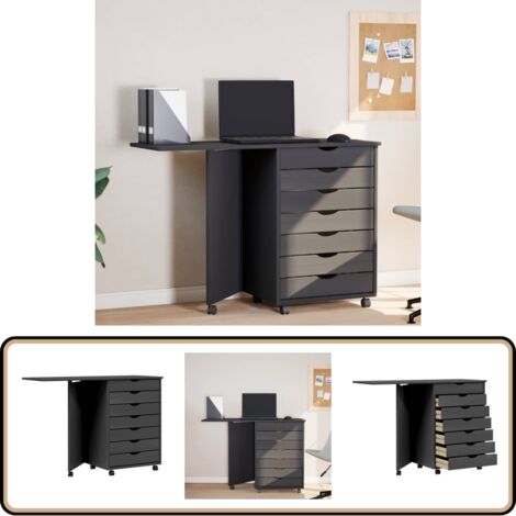 Armoire roulante avec tiroirs MOSS gris bois de pin solide vidaXL | Leroy Merlin