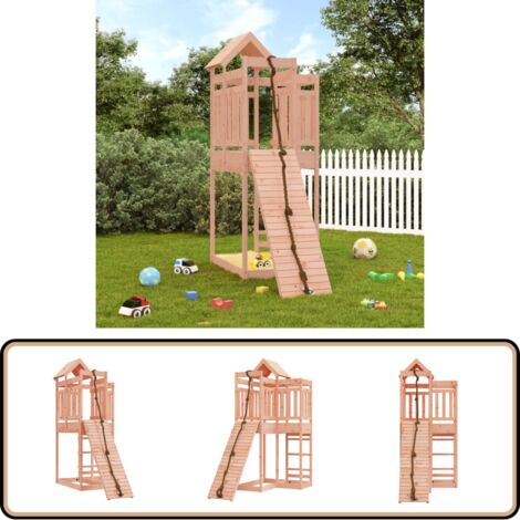Maisonnette de jeu avec mur d'escalade bois massif Douglas - Maison De Jeu Enfant - Aire De Jeux Extérieur - Jouet Bois - Toboggan - Balançoire (1/5)