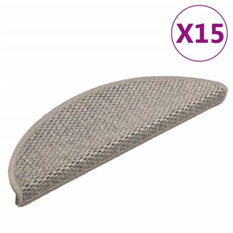Tapis D'escalier KARAT Aspect Sisal - Autocollant, 65x23.5cm, Semi-circulaire Ivoire, épaisseur 5mm
