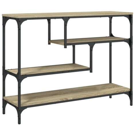 Table D'entrée En Bois Couleur Chêne Avec 2 Tiroirs Et étagère 100cm