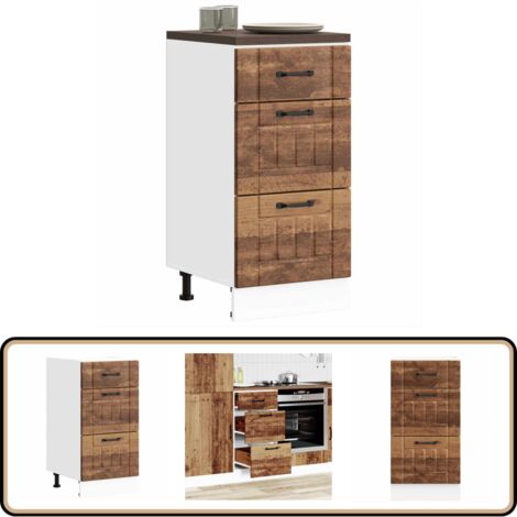 VidaXL Armoire De Cuisine Lyon Noir - Bois D'Ingénierie Avec Tiroirs Et Pieds Réglables