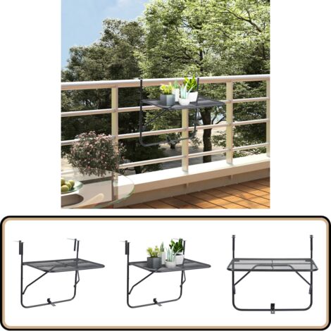 Table De Jardin Pliable BRUBAKER Lugano – 58x58 Cm – Poly Rotin Gris Beige – Métal – Pour Balcon, Terrasse, Camping - 9