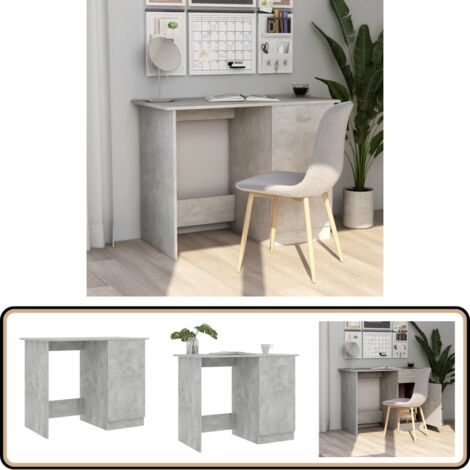 Bureau Gris béton 100x50x76 cm Bois d’ingénierie - Bureau Gris - Bureau ...