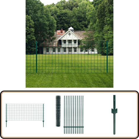 Clôture Jardin Métallique Verte Lun Fix - H1,5m L25m - Mailles 100x75mm - Acier
