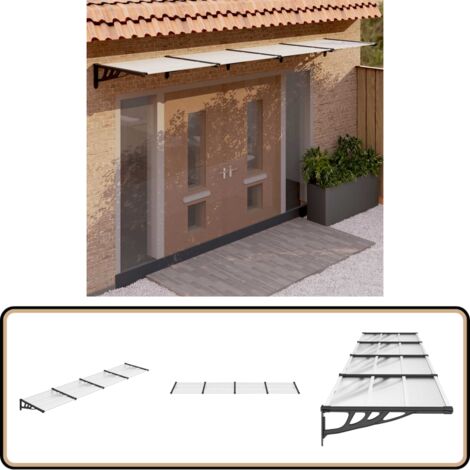 Auvent Porte D'entrée PVC - 125x90 Cm - Protection Pluie/UV - Acier Galvanisé - Design Moderne