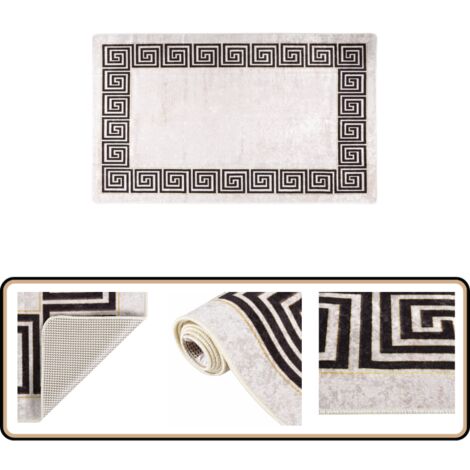 Tapis Rond Lavable Noir Et Blanc Effet Marbre - 160 Cm - Doux, Antidérapant, Parfait Pour Salon Ou Salle à Manger - 11