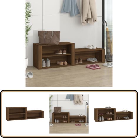 Armoire à chaussures Chêne marron 150x35x45cm Bois d'ingénierie - Armoire À Chaussures - Meuble Entrée - Rangement Chaussures - Étagère Chaussures - Rangement Intérieur (1/5)