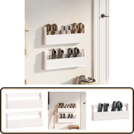 Étagères à chaussures murales 2 pcs Noir 59x9x23 cm Pin massif vidaXL