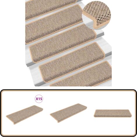 Tapis d'escalier autocollant 65x21x4 cm beige 15 pièces