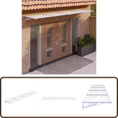 Auvent De Porte RELAX4LIFE 200x100cm - Polycarbonate Et Aluminium - Protection Contre Pluie Et UV Pour Entrée