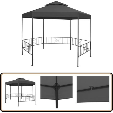 Tente Auvent VidaXL Anthracite 4x4x2,6 M - Cadre Acier, Toile Polyester Imperméable, Neuve Pour Camping