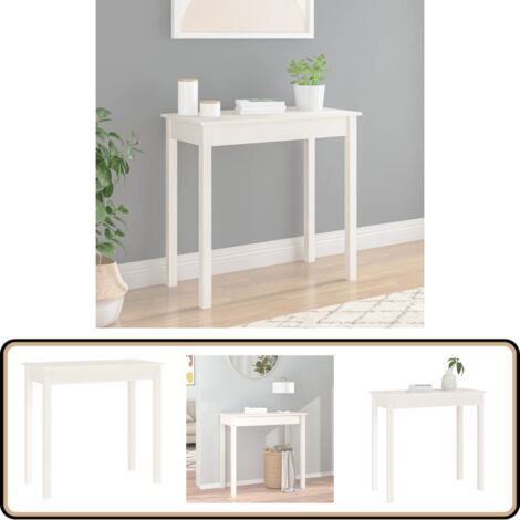 Table Console Blanc 110x40x75 Cm Bois Massif De Pin - Table D'Entrée Élégante