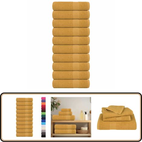 vidaXL Essuie-mains 10 pcs doré 50x100 cm 360 g/m² 100% coton (1/5)