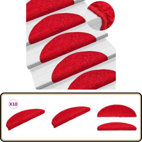Tapis D'escalier Autocollants (15 Pièces) - Antidérapants, Insonorisants, 65x26 Cm, Rouge