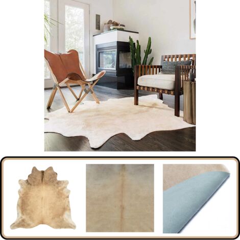 Grand Tapis En Véritable Peau De Vache – Naturel, Brut, Très Bel état