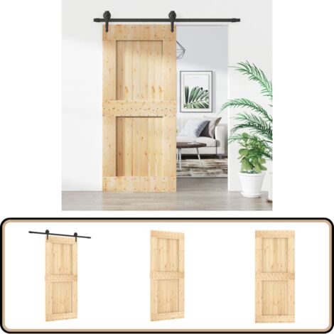 Porte Coulissante Et Kit De Quincaillerie-Porte Intérieure Avec Kit De Montage Complet 90x210 Cm Pin Massif 355880 89808062