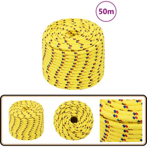 Corde Bateau Polypropylène Bussandri – 12mm X 50m, Jaune, Résistante 930kg, Pour Amarrage Et Voile – Ne Pas Utiliser En Escalade
